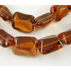Glass Beads Strands, Twist Square, Saddle Brown, 18x15mm, Hole: 1mm, about 18pcs/strand, 13inch