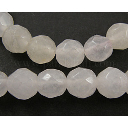 Filoni della pietra preziosa naturale, sfaccettato (64 sfaccettatura) rotondo, giada bianco, perline: circa 4mm di diametro, Foro: 0.8 mm, 15 pollice, 93 pcs / Filo