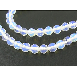 Chapelets de perles d'opalite, ronde à facettes, 4mm, Trou: 0.5mm, Environ 90 pcs/chapelet, 15 pouce