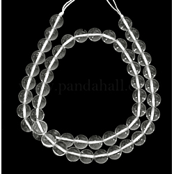 Natural Gemstone Beads Strands, Grade AB Quartz Crystal, Round, Clear, about 12mm in diameter, hole: 1.5mm, about 33pcs/strand, 15.5 inch
