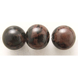 Brins de pierres précieuses rondes de 16 pouce, obsidienne acajou, Perle: 12 mm de diamètre, trou: 1.0 mm. environ 32 pièces/ chapelet