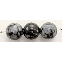 Natural Snowflake Obsidian Beads Strands, Round, 12mm, Hole: 1mm, about 32pcs/strand, 16 inch