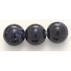 Synthetic Blue Goldstone Beads Strands, Round, 12mm, Hole: 1mm, about 32pcs/strand, 14.5 inch