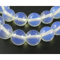 16 Zoll lange lose Opalit-Perlen, runde Perlenstränge, weiß, 12 mm, Bohrung: 1.5 mm, ca. 33 Stk. / Strang, 16 Zoll