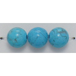 Шарика Gemstone нитей, синтетические бирюзовые, круглые, диаметром около 14 мм , отверстие: 1.0 мм, около 28 шт / нитка