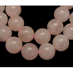 Chapelets de perles en quartz rose naturel, ronde, 18mm, Trou: 1mm, Environ 22 pcs/chapelet, 15 pouce ~ 16 pouces