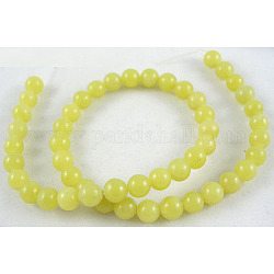 Natural Gemstone Beads Strands, Lemon Jade, Round, about 6mm in diameter, hole: about 0.8mm, 15 inch~16 inch