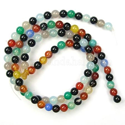 16 inch Round Gemstone Strands, Color Agate, Bead: 8mm in diameter, hole: 1mm. about 50pcs/strand