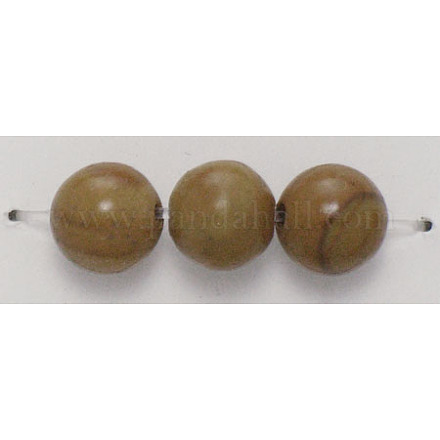 16インチの丸い宝石用原石の連売り  木製のレースの石  ビーズ：直径10mm  穴：1mm 約40個/連 GSR10mmC050-1