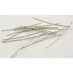 Brass Flat Head Pins, Nickel Free, Platinum Color, Size: about 0.7mm thick, 2.8cm long. about 4200pcs/500g