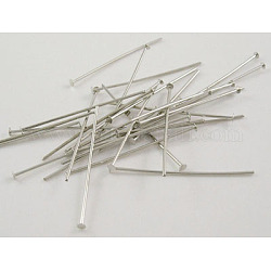 Brass Flat Head Pins, Nickel Free, Platinum Color, Size: about 0.75~0.8mm thick, 3.4cm long. about 3500pcs/500g