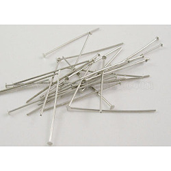 Brass Flat Head Pins, Cadmium Free & Nickel Free & Lead Free, Platinum Color, Size: about 0.75~0.8mm thick, 3.6cm long. about 3400pcs/500g