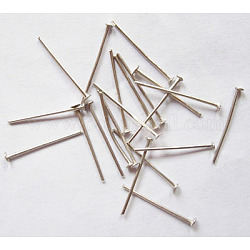 Iron Flat Head Pins, Cadmium Free & Lead Free, Platinum, 38x0.75~0.8mm, about 6600pcs/1000g