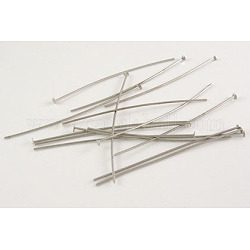 Brass Flat Head Pins, Cadmium Free & Lead Free, Platinum Color, about 0.75~0.8mm thick, Size: about 5.0cm long, head: 2mm, about 5000pcs/1000g