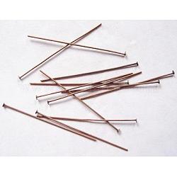 Brass Flat Head Pins, Red Copper Color, Size: about 3.6cm long, 0.7mm thick, 6800pcs/1000g