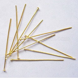 Iron Flat Head Pins, Cadmium Free & Lead Free, Golden Color, Size: about 4.0cm long, 0.75~0.8mm thick, head: 2mm, about 5290pcs/1000g