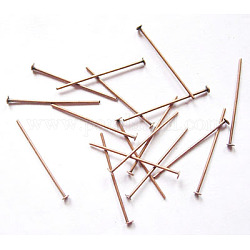 Iron Flat Head Pins, Cadmium Free & Nickel Free & Lead Free, Red Copper, 18x0.75~0.8mm, 20 Gauge, about 10364pcs/1000g, Head: 2mm