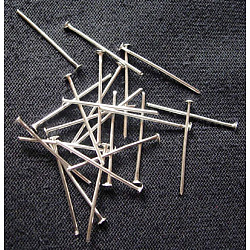 Iron Flat Head Pins, Cadmium Free & Lead Free, Silver Color Plated, 20x0.75~0.8mm, Head: 2.5mm, about 9700pcs/1000g