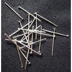 Iron Flat Head Pins, Cadmium Free & Lead Free, Silver Color Plated, 22x0.75~0.8mm, about 12000pcs/1000g