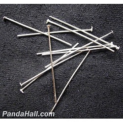Iron Flat Head Pins, Cadmium Free & Lead Free, Silver Color Plated, Size: about 0.75~0.8mm thick, 4.5cm long, about 6000pcs/1000g