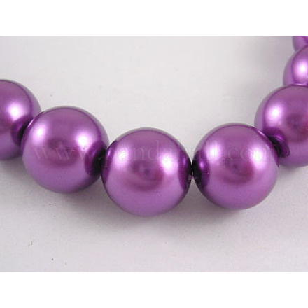 Chapelets de perles en verre nacré HY14mm106-1