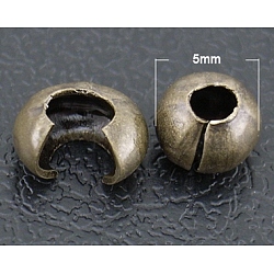 アイアン製つぶし玉カバーカシメ玉カバー  ニッケルフリー  アンティークブロンズ  直径5mm  穴：1.5~1.8mm