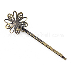 Железные фурнитуры шпильки Bobby Pin, цветок, без никеля , античная бронза , 59x20 мм