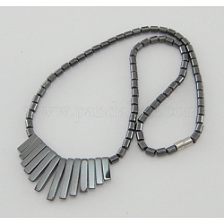 Hämatit-Schmuck Halskette, mit Magnetver schluß, dunkelgrau, etwa 17 Zoll lang