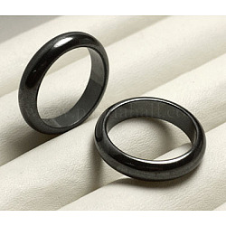 Немагнитные синтетический гематит палец кольца, чёрные, размер США 10, внутренний диаметр: 20 мм