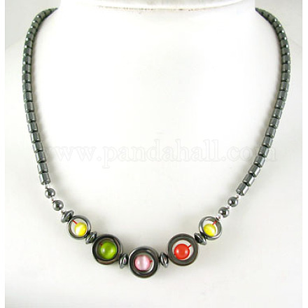 17.5inch Non-Magnetic Synthetic Hematite Necklace IMN001-1