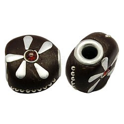 Handmade Indonesia Beads, with Brass Core, Triangle, Coconut Brown, Size: about 20mm wide, 18mm long, 11mm thick, hole: 4mm