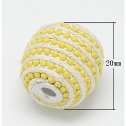 Handmade Indonesia Beads, with Aluminum Core, Rondelle, Yellow, Size: about 20mm in diameter, 18mm thick, hole: 3mm