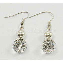 Boucle d'oreille en verre, avec fer et séparateurs perles tibétain casquettes argent, paires: environ 45 mm de long, perles de verre: rondelle, environ 12 mm de diamètre