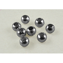 Brass Smooth Round Beads, Seamed Beads, Gunmetal, about 8mm in diameter, hole: 3mm