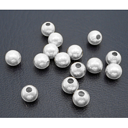 Brass Seamless Beads, Round Beads, Silver Color Plated, about 8mm in diameter, hole: 2mm