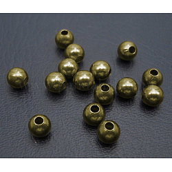 Brass Seamless Beads, Round Beads, Antique Brozne, about 8mm in diameter, hole: 2mm