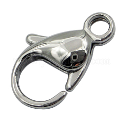 304 Stainless Steel Lobster Claw Clasps, Manual Polishing, Stainless Steel Color, 9x6mm, Hole: 1mm