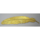 ブラスフィリグリービッグペンダント  鉛フリー及びカドミウムフリー  ラックめっき  羽  ゴールドカラー  23x114mm J0K4H012-1