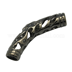 Brass Tube Beads, Hollow, Curved, Tube, Gunmetal Color, about 26mm long, 5mm thick, hole: 3.5mm
