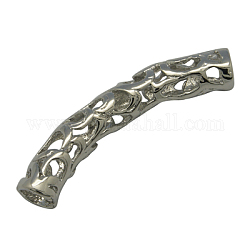 Brass Hollow Tube Beads, Platinum Color, about 34mm long, 5.5mm thick, hole: 4.5mm