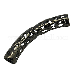 Brass Hollow Tube Beads, Gunmetal Color, about 34mm long, 5.5mm thick, hole: 4.5mm