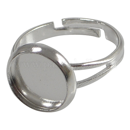 調整可能真鍮製リングパーツ  パッド指輪  銀色のメッキ  内径トレイ：12mm  17mm J2673062-1