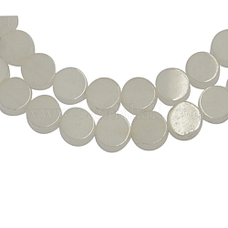 Edelstein Perlen Stränge, gefärbt, natürliche weiße Jade, Flachrund, weiß, ca. 5 mm Durchmesser, 2 mm dick, Bohrung: 0.8 mm, 78 Stück / Strang, 15.5 Zoll
