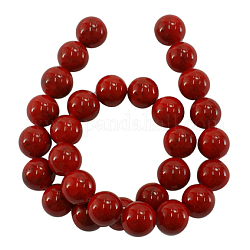 Gefärbt natürliche Jade Perlen, rot, Runde, ca. 12 mm Durchmesser, Bohrung: 1 mm, ca. 34 Stk. / Strang, 16 Zoll