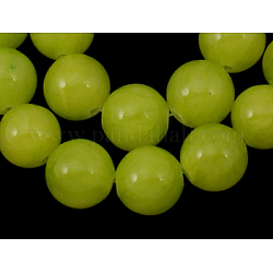 Природного нефрита нитей бисера, круглые, окрашенные, желто-зеленый, диаметром около 6 мм , отверстие : 1 мм, около 68 шт / нитка, 16 дюйм