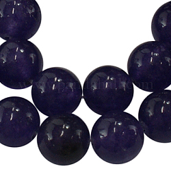Natural Dyed Jade Beads Strands, Amethyst, Round, about 8mm in diameter, hole: 1mm, about 49pcs/strand, 16 inch