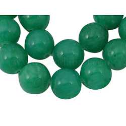 Chapelets de perles en jade jaune naturel, ronde, teinte, vert de mer moyen, environ 8 mm de diamètre, Trou: 1mm, environ 50 pcs / brin, 16 pouce