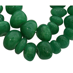Teñidos cuentas de jade amarillo naturales, verde mar, aproximamente 7~10 mm de ancho, 8~12 mm de largo, agujero: 1 mm, aproximamente 160 pcs / cadena, 34 pulgada