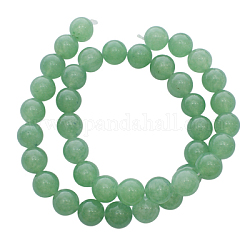 Teints perles de jade blanc naturel, imiter aventurine verte, ronde, environ 8 mm de diamètre, Trou: 1mm, Environ 48 pcs/chapelet, 15 pouce