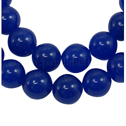 Gemstone Beads Strands, Natural White Jade, Dyed, Round, Dark Blue, 10mm, Hole: 1mm, about 41pcs/strand, 15.5 inch
